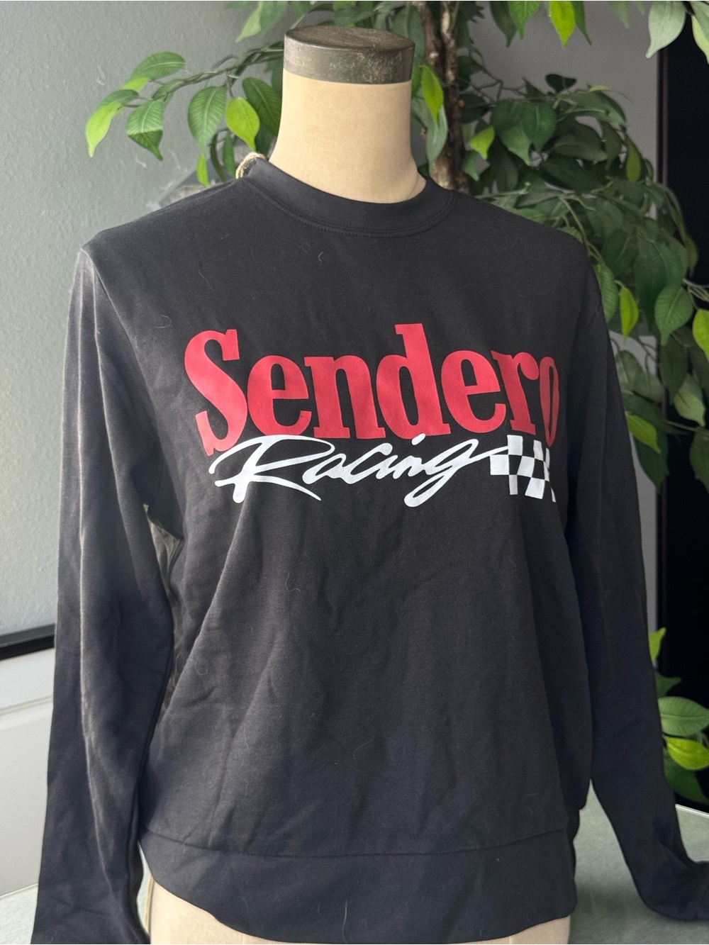 Sendero Racing Black Graphic Crewneck Sweater